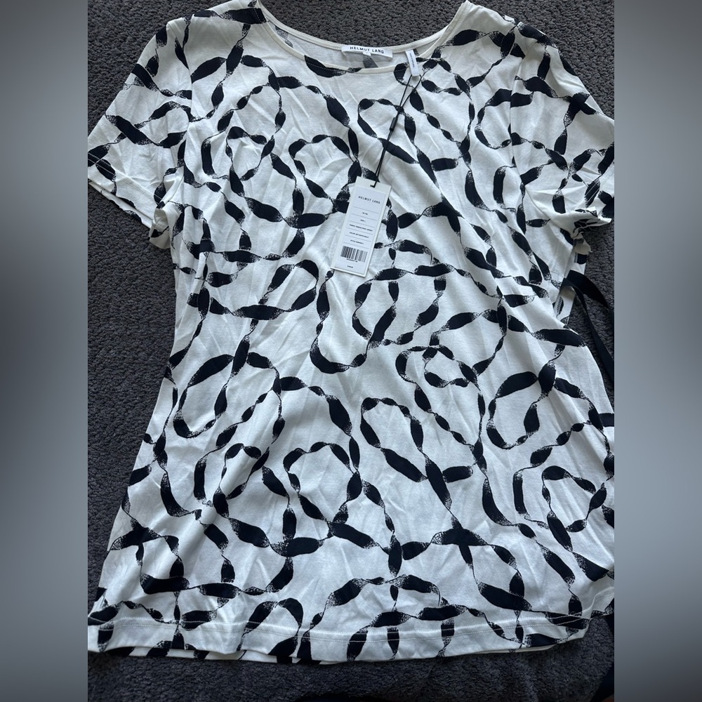 Helmut Lang Monochrome Abstract Print Top
